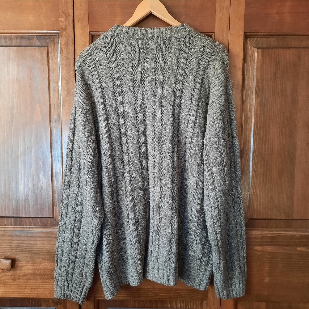 St. John's Bay Marled Brown Silk Blend Cable Knit Crewneck Sweater Size XL - Picture 8 of 8